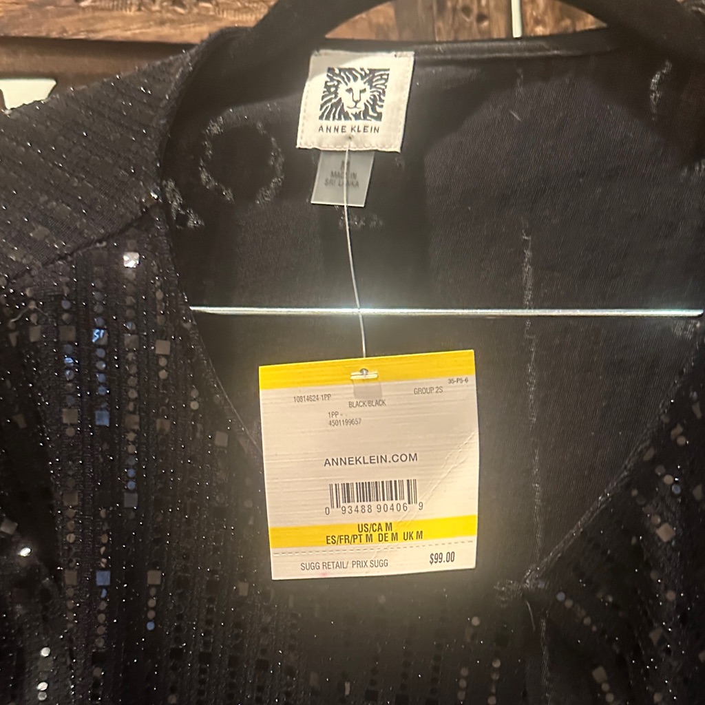 Anne Klein Black Sequin Jacket Size M